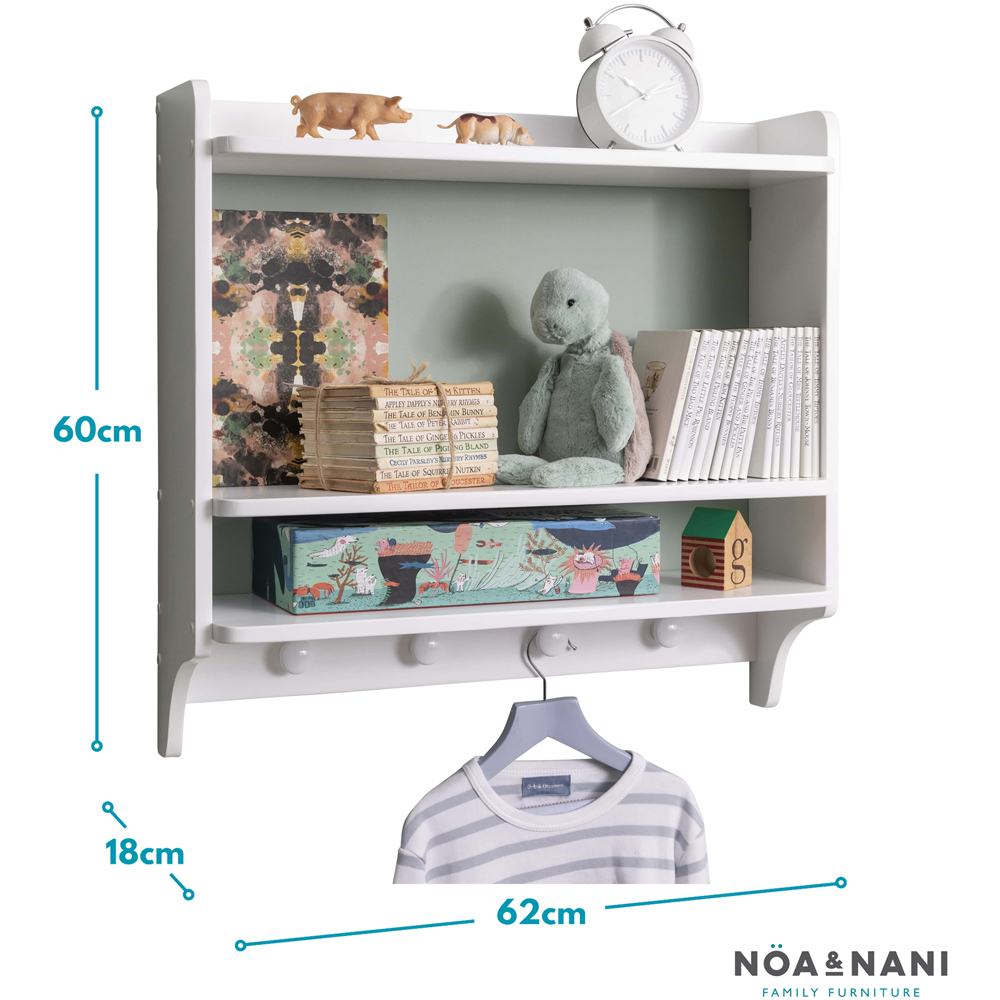 Noa and Nani Hege 3 Shelf 4 Hook White Wall Mounted Storage Unit Image 6