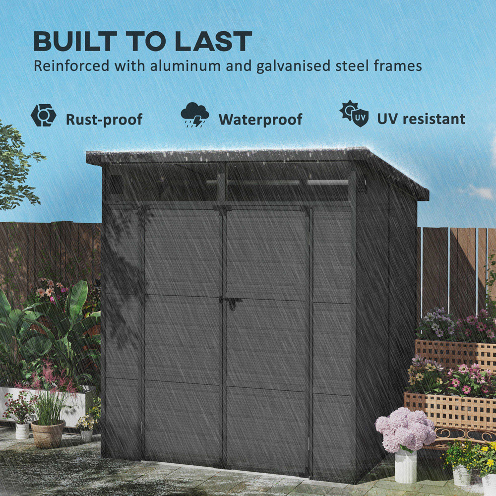 Outsunny 6 x 6ft Dark Grey Plastic Garden Shed Image 4