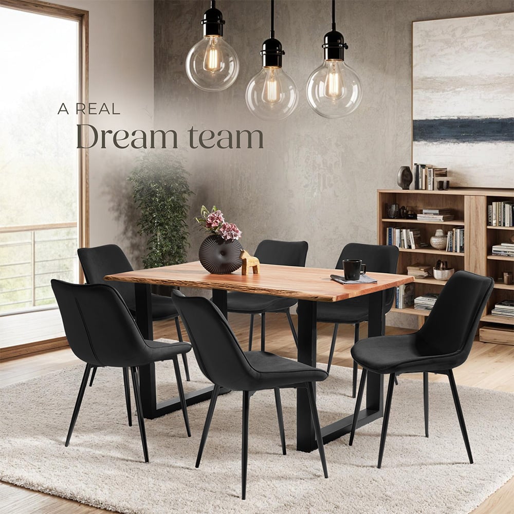 tectake Monroe Set of 4 Black Dining Chair Image 4