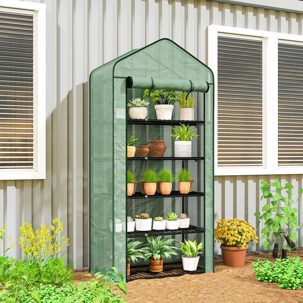 Outsunny Green PE 3 x 1.6ft 5-Tier Widened Greenhouse Image 2
