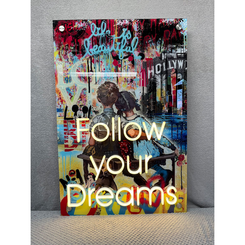 Splashbax Follow Your Dreams Unframed LED Neon Wall Art Image 2