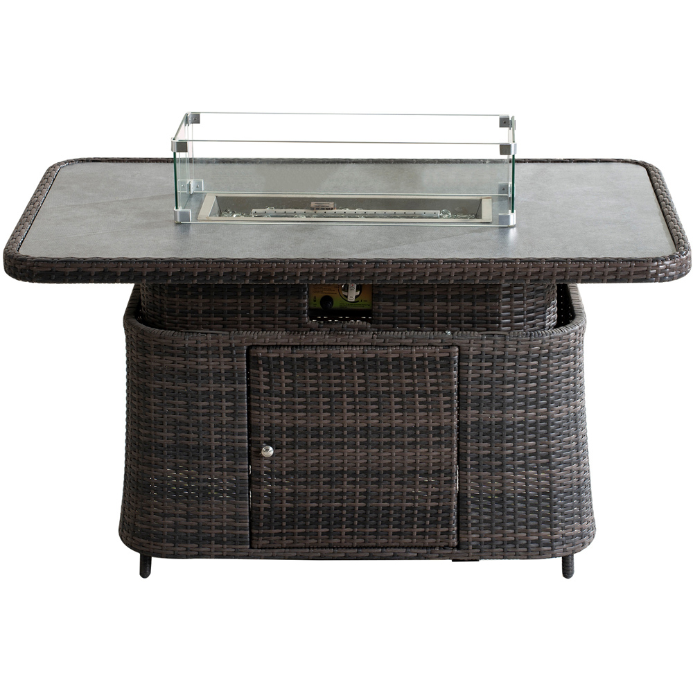 Direct Wicker Brown Rattan Height Adjustable Rising Gas Fire Pit Table Image 2