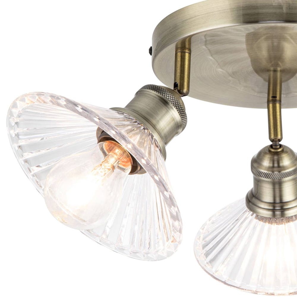 Cosylyte Milan Bathroom 3 Light Round Plate Ribbed Glass Spotlight Image 4