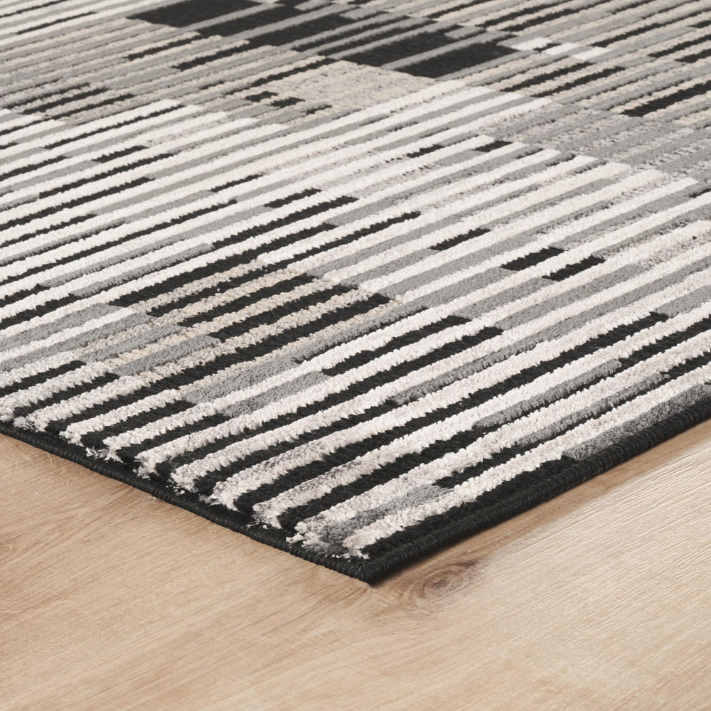 Mayfair Living Room Area Rug Metallic Sheen Contemporary Modern Matrix Design - Dark Grey 200x290 cm Image 4