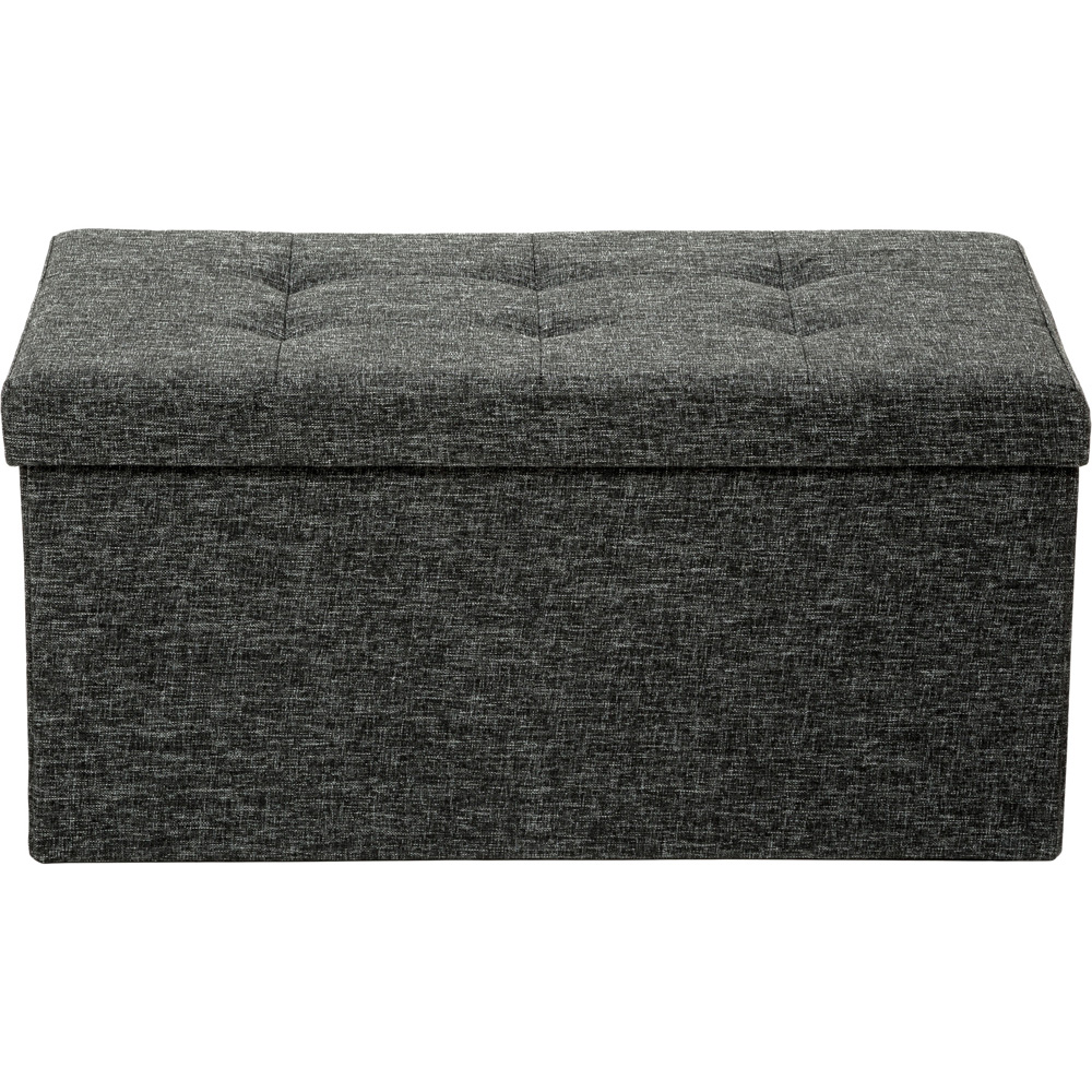 tectake Dark Grey Foldable Padded Stool with Storage Image 3