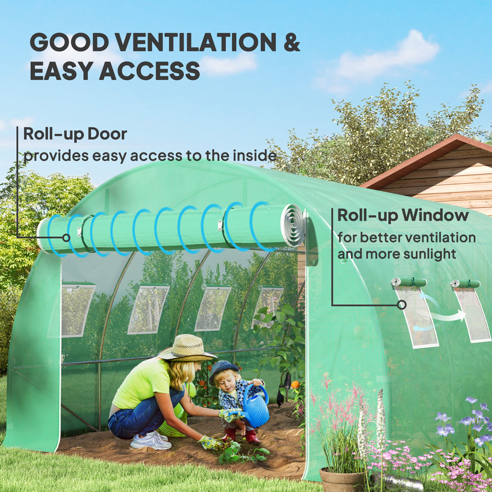 Outsunny 6.5 x 13 x 10ft Green Replacement Greenhouse Cover Image 6