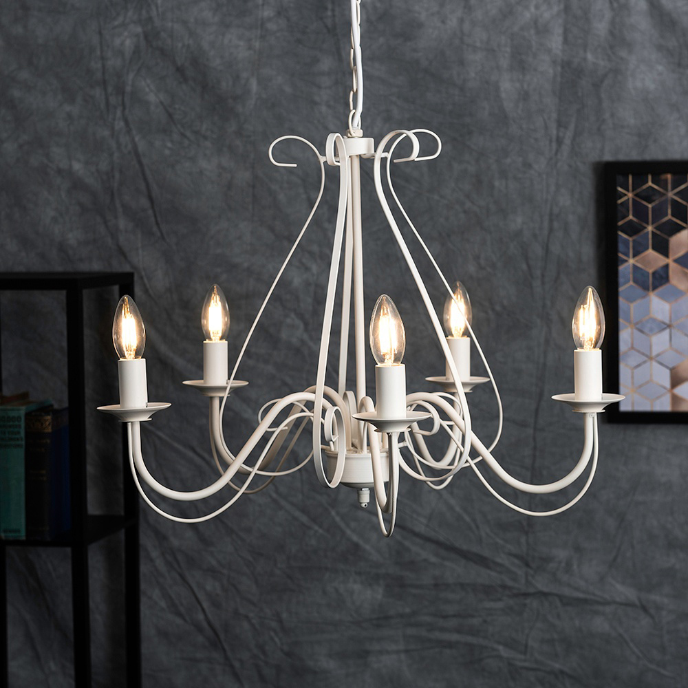 ValueLights 5 Way Ivory White Chandelier Image 2