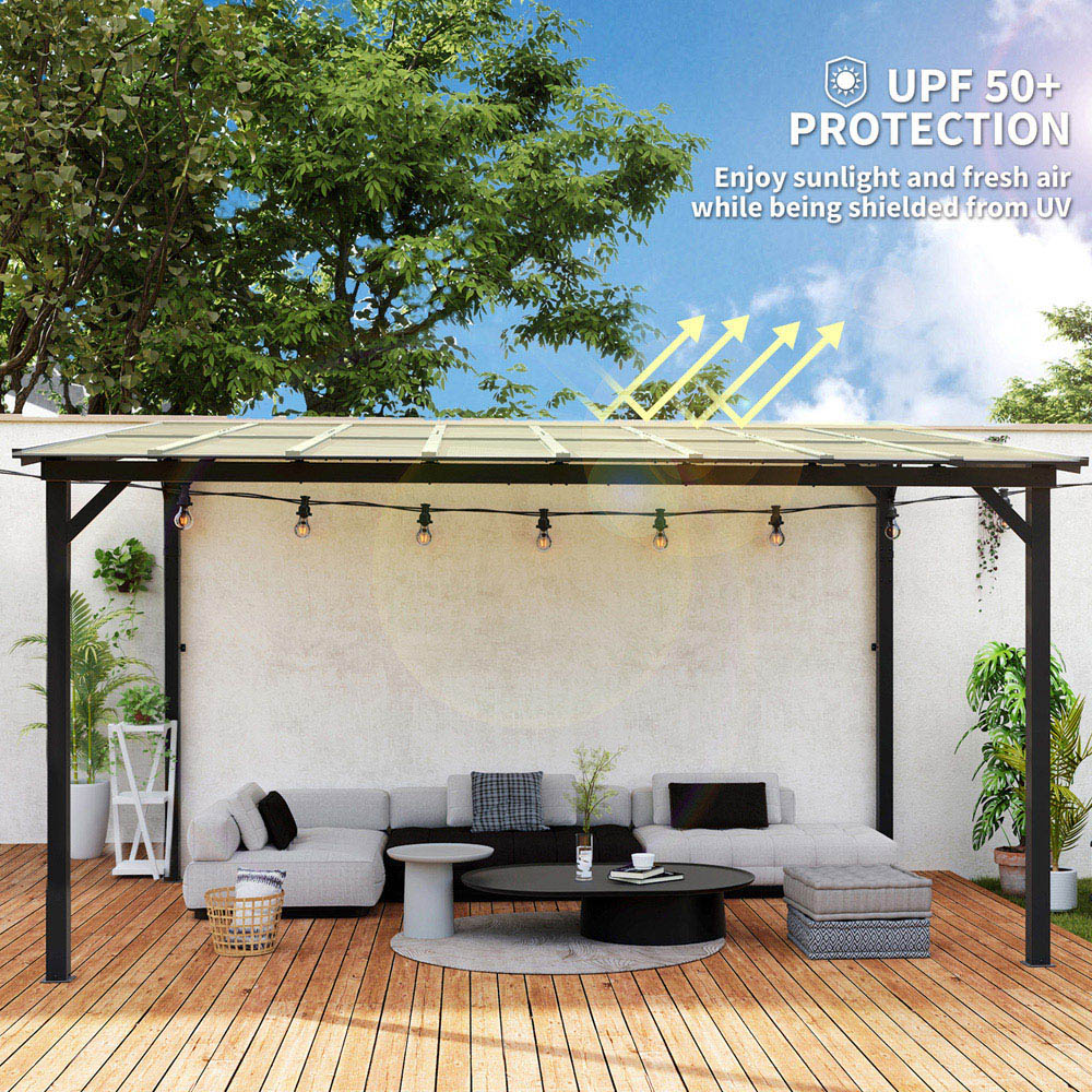 Outsunny 3 x 4.3m Black Pergola with Waterproof Roof Image 4