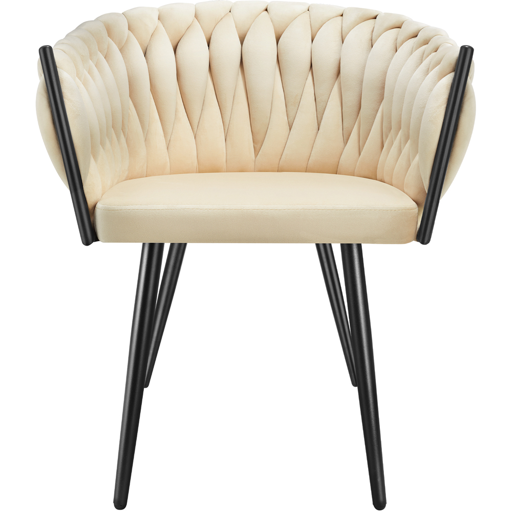 tectake Astano Set of 2 Sand Velvet Padded Knot Design Dining Chair Image 6