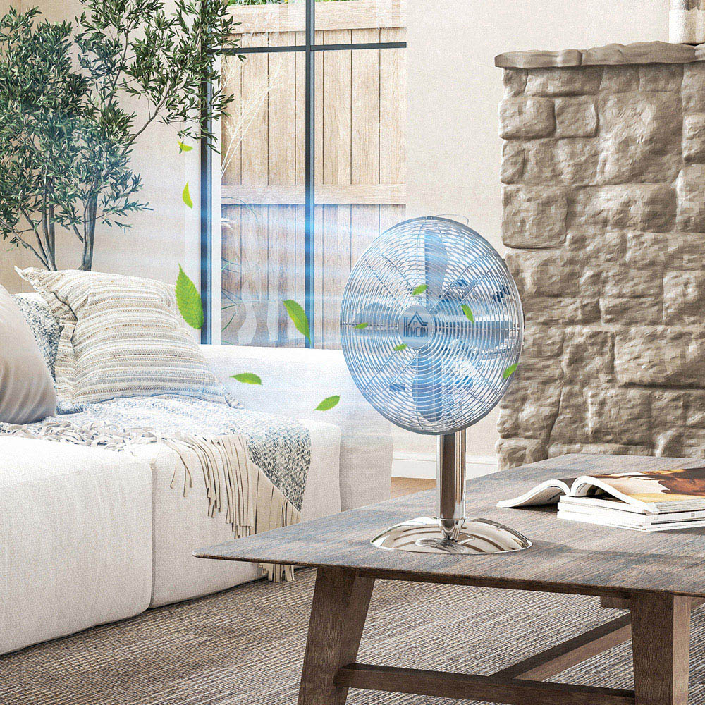 HOMCOM Wide-Angled Oscillation Metal Desk Fan 17 inch Image 2