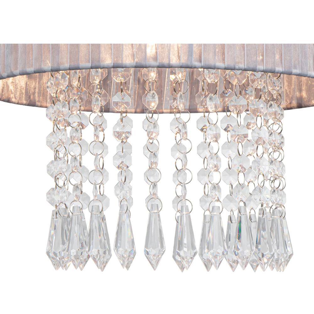 Cosylyte Winni Silver Grey Beaded Voile Easyfit Modern Lamp Shade Image 5