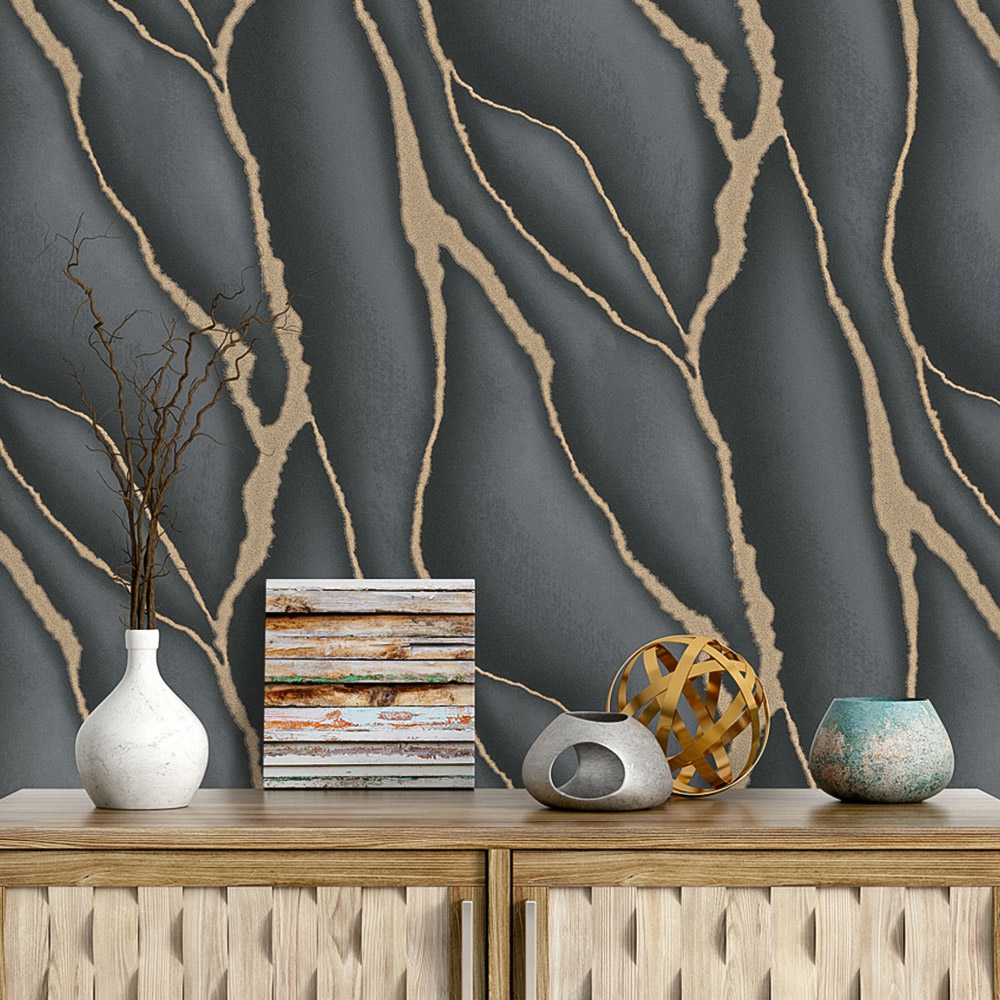 Erismann Calacatta Marble Black Wallpaper Image 4