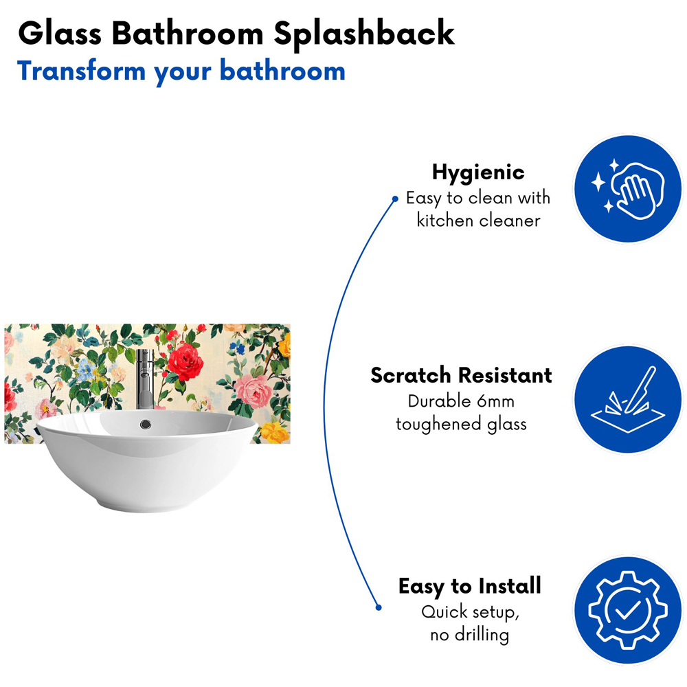 Warren Reed Designer Collection of Summer Garden Flowers Glass Bathroom Splashback 25 x 60cm Image 4