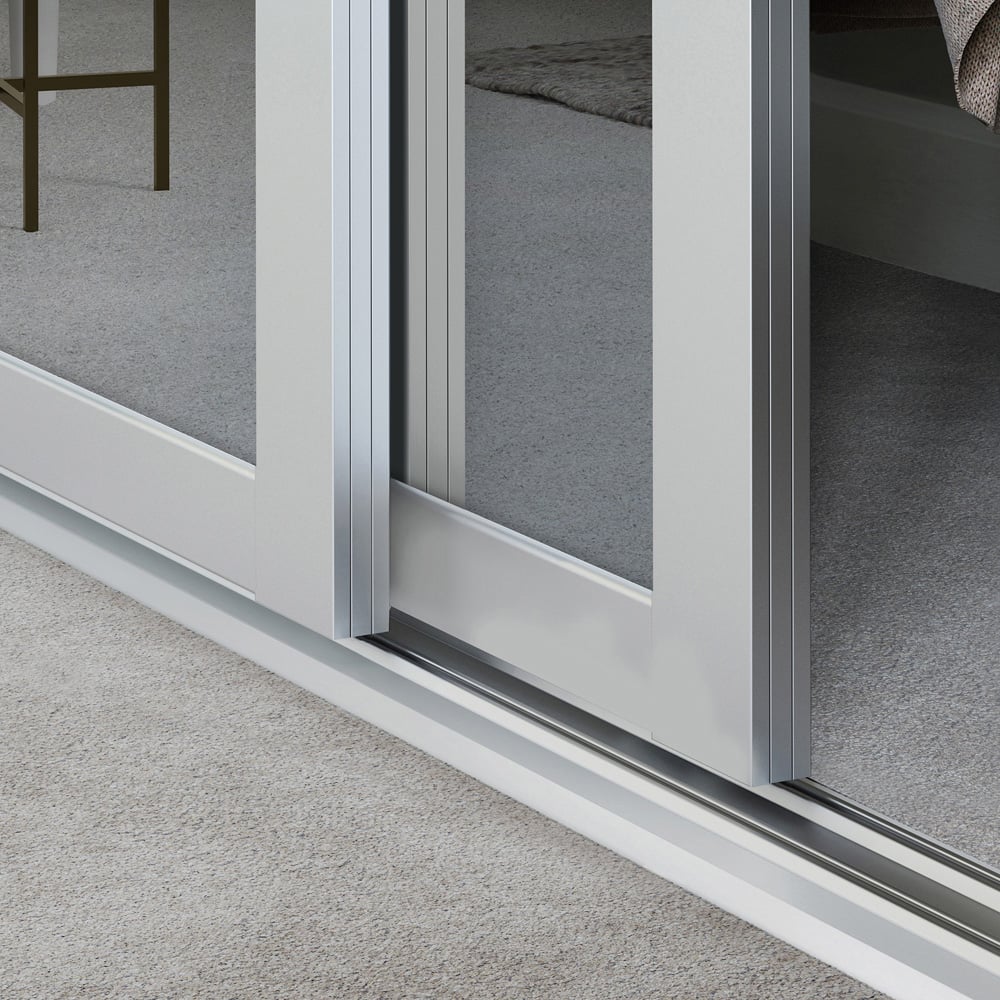 Spacepro Shaker Single Panel White Frame Mirror Sliding Door 2220 x 762mm Image 4