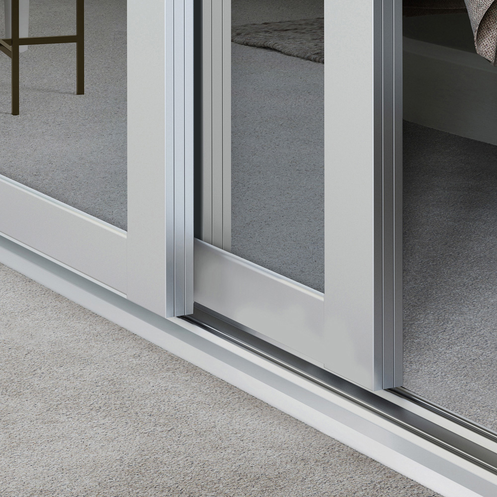 Spacepro Shaker 3 Panel White Frame Mirror Sliding Door 2220 x 610mm Image 4
