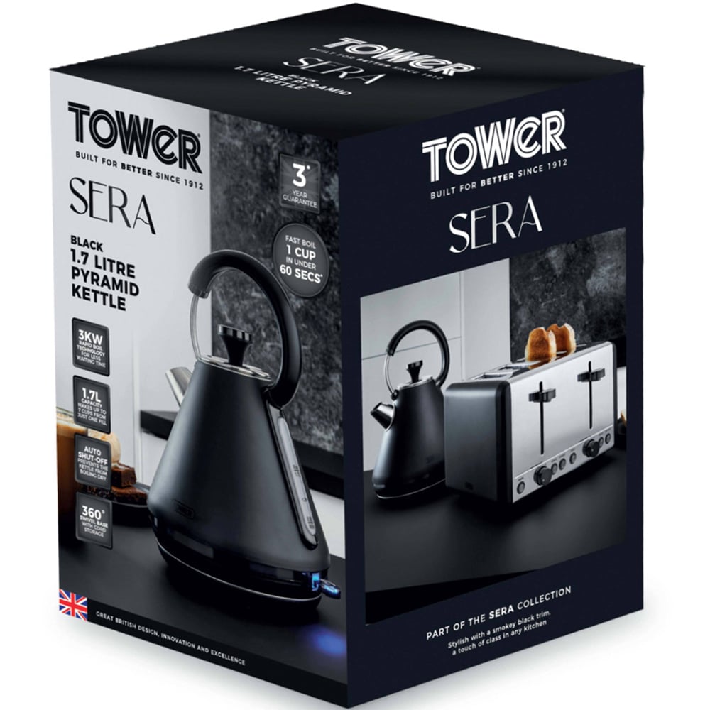 Tower Sera T10079BLK Black 1.7L Pyramid Kettle Image 2