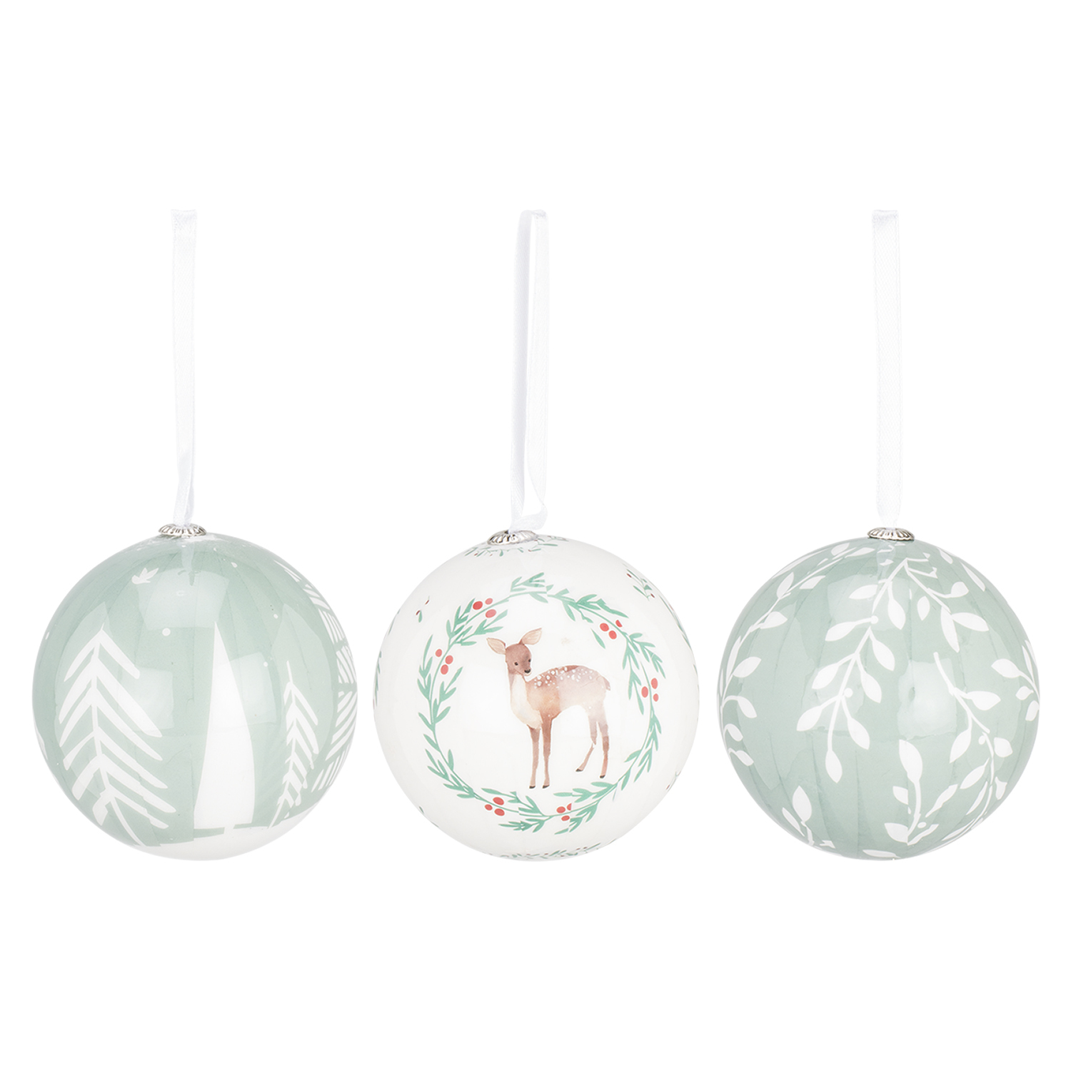 Set of 3 Christmas Decoupage Baubles Image 2
