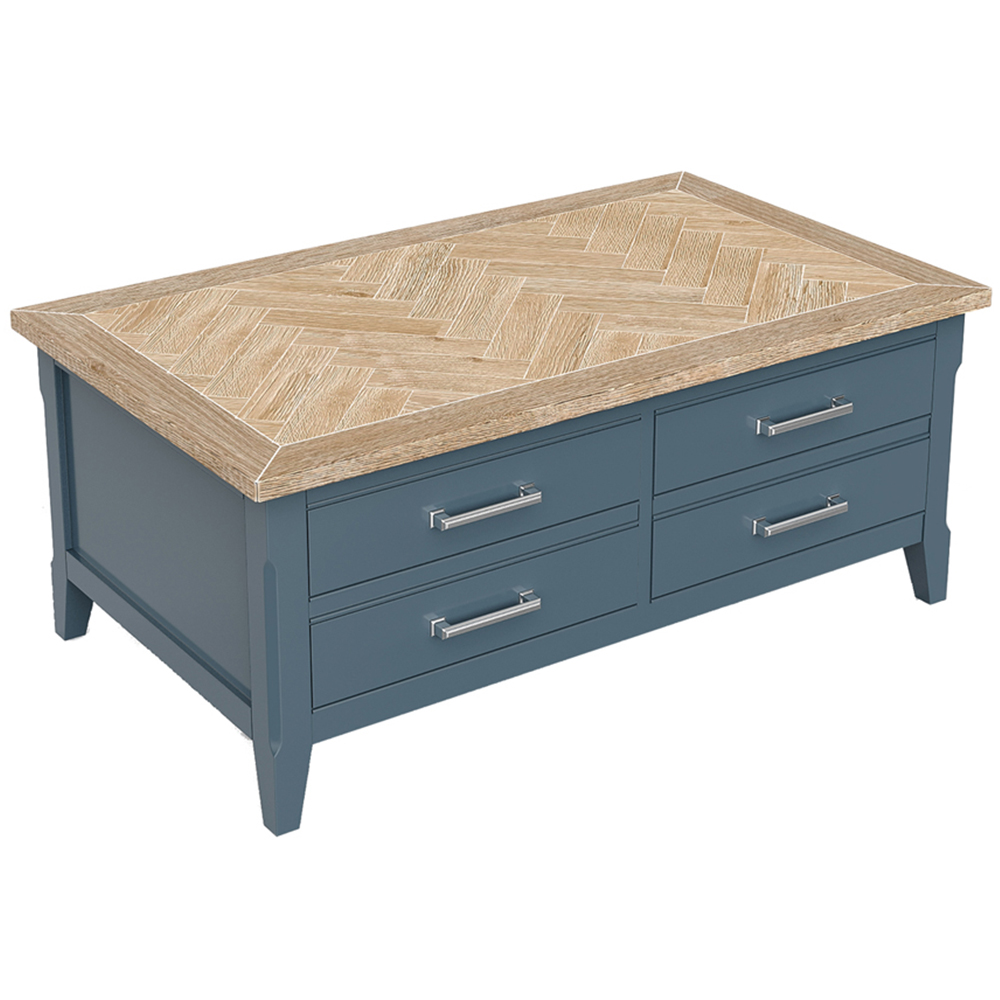 Baumhaus Signature 4 Drawer Blue Coffee Table with Storage Trunk Image 2