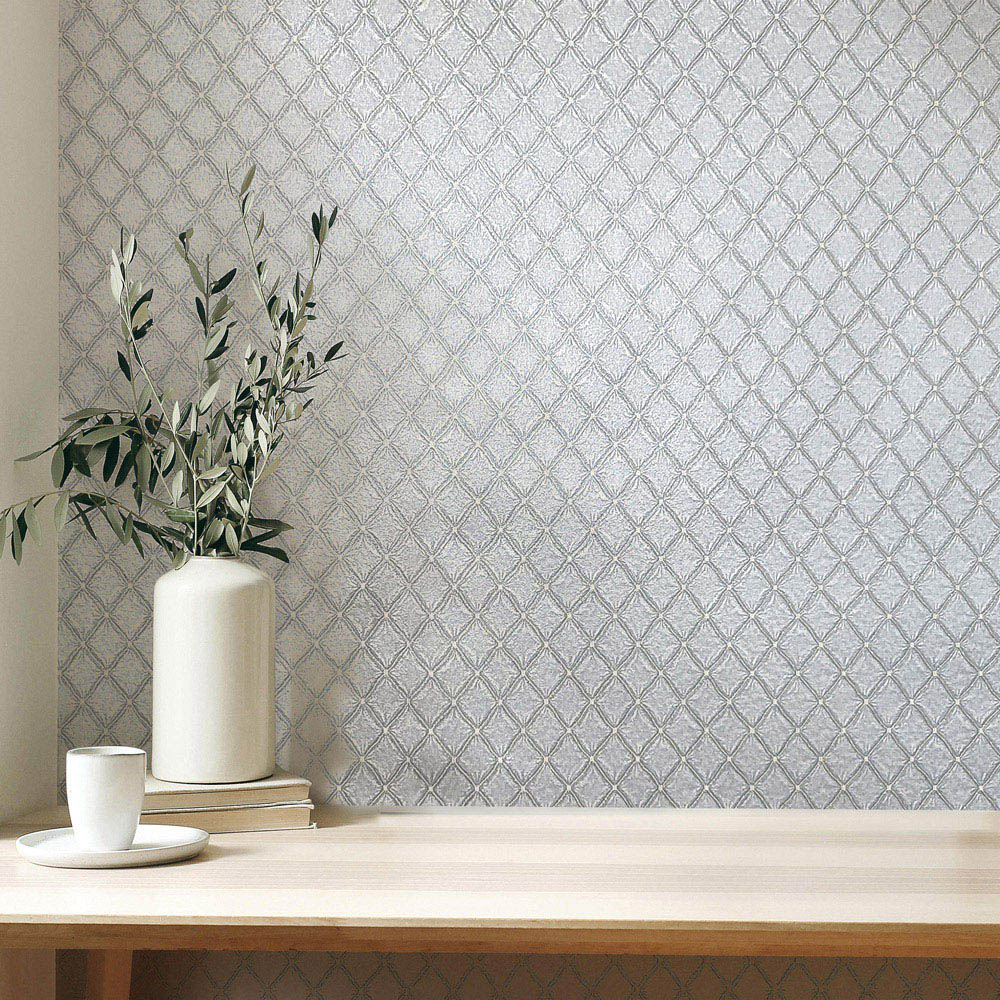Vymura Santina Trellis Grey and Natural Wallpaper Image 3