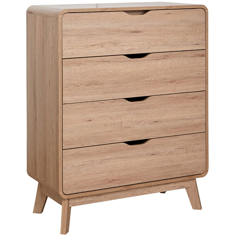 Home Source Nordic 4 Drawers Oak Chest of Drawers Image 2