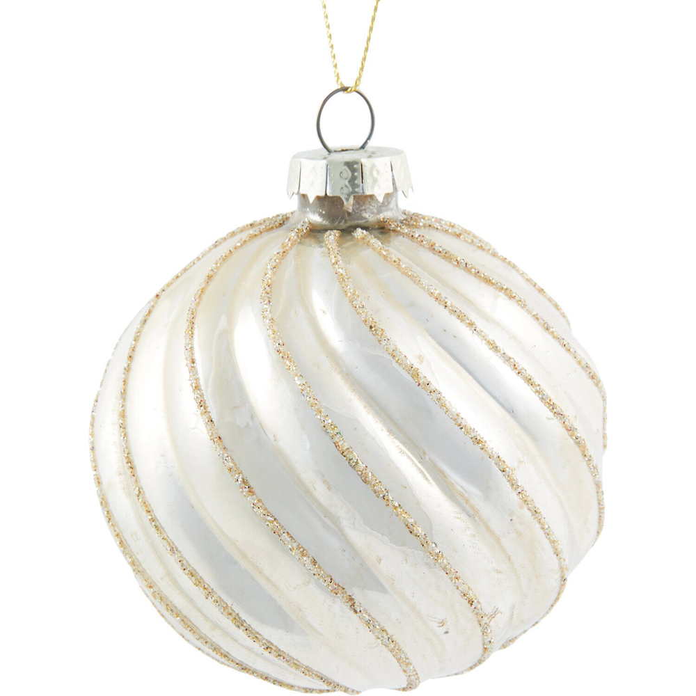 Shiny Gold Striped Bauble Image 3
