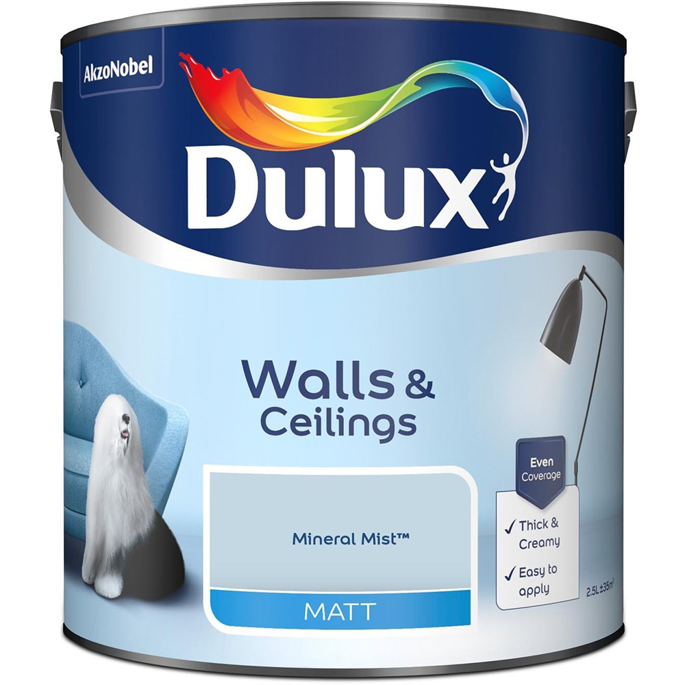 Dulux Walls & Ceilings Mineral Mist Matt Emulsion Paint 2.5L Image 2