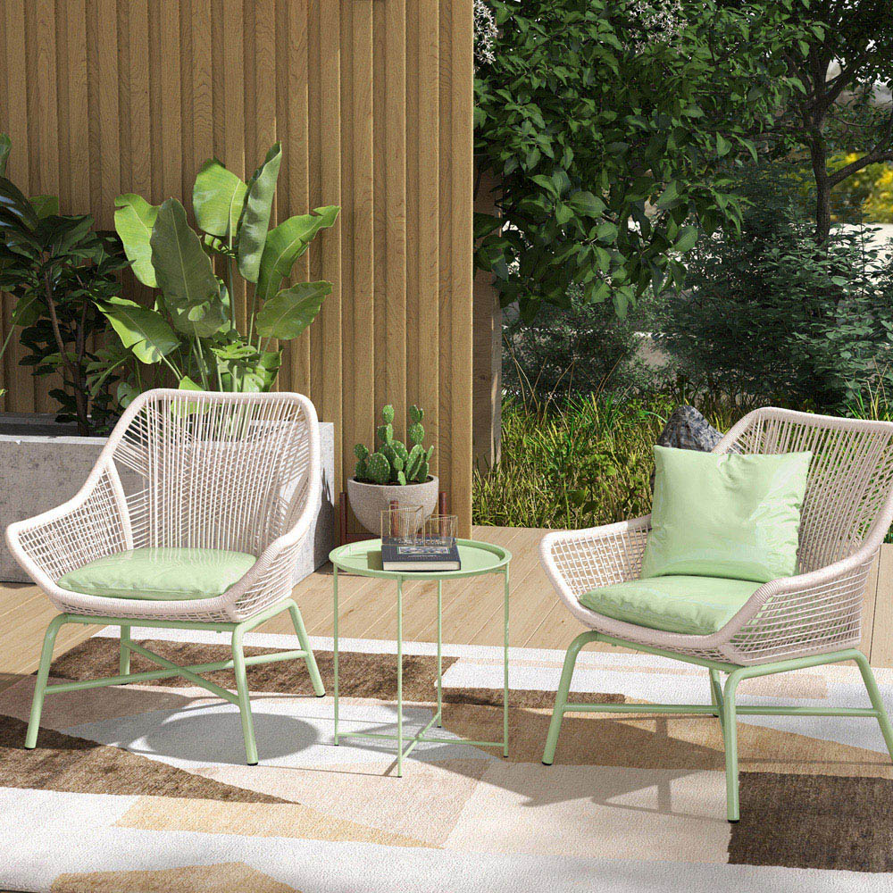 Outsunny Green Round Garden Side Table with Removable Tray Image 4