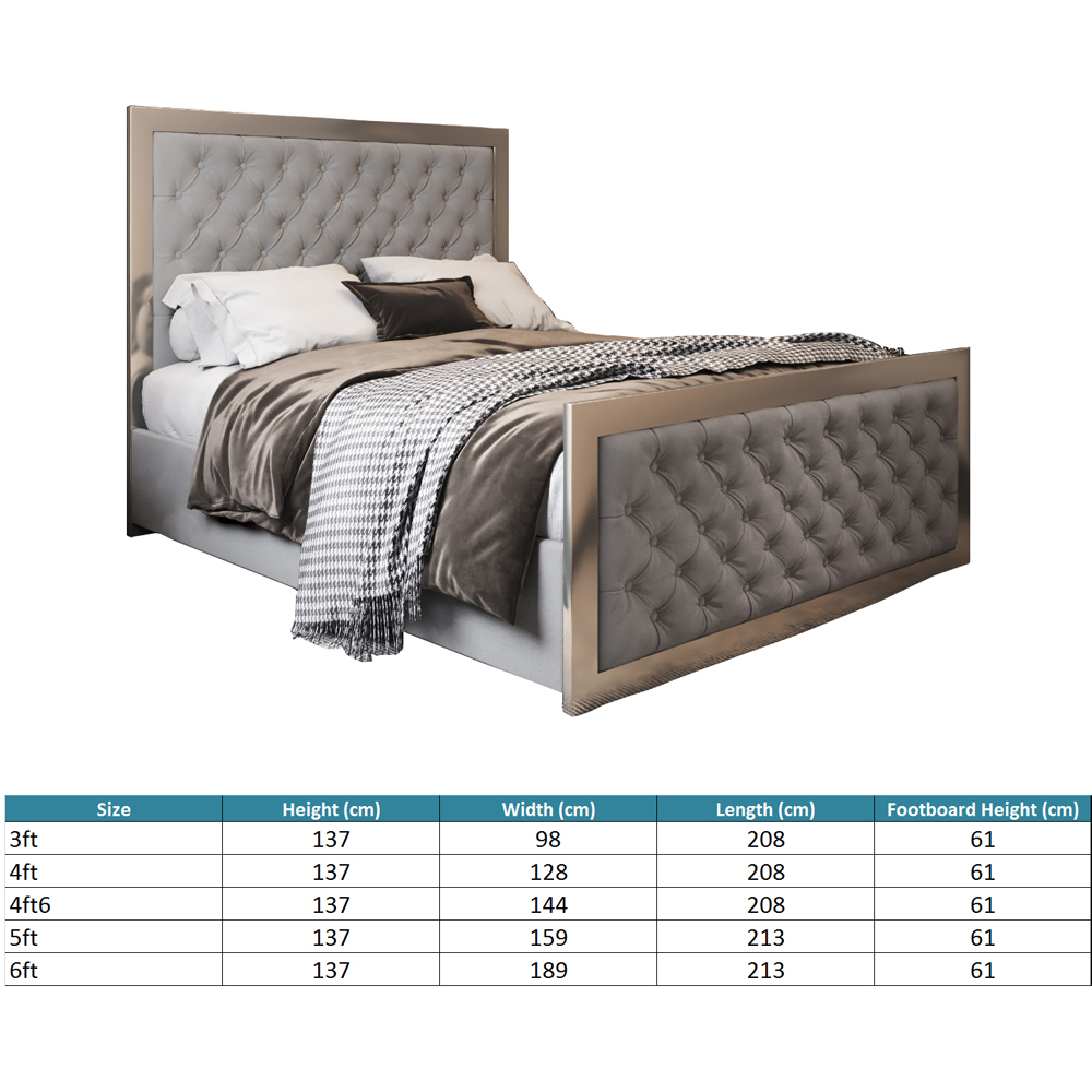 Maddison Grey King Size Velvet Upholstered Metal Bed Frame with Padded Headboard Image 7