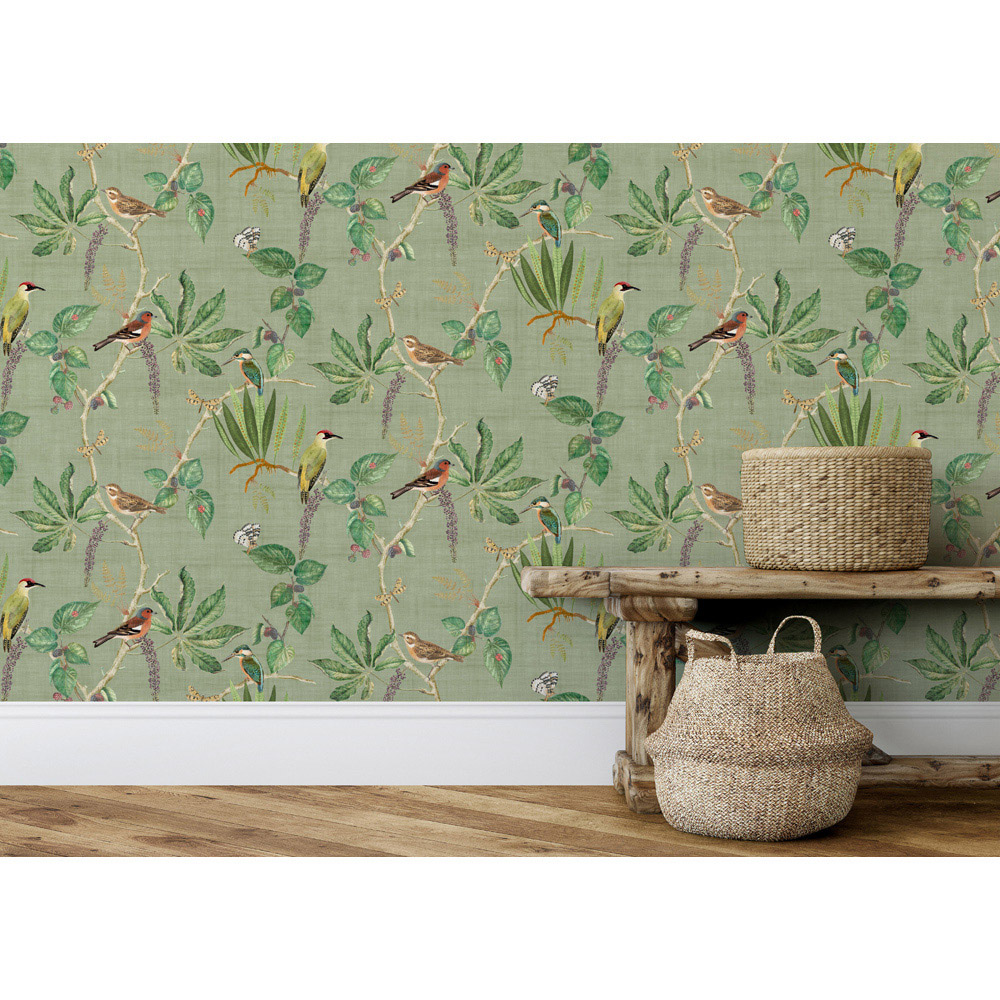 Esselle Home Hill Top Garden Sage Green Wallpaper Image 7