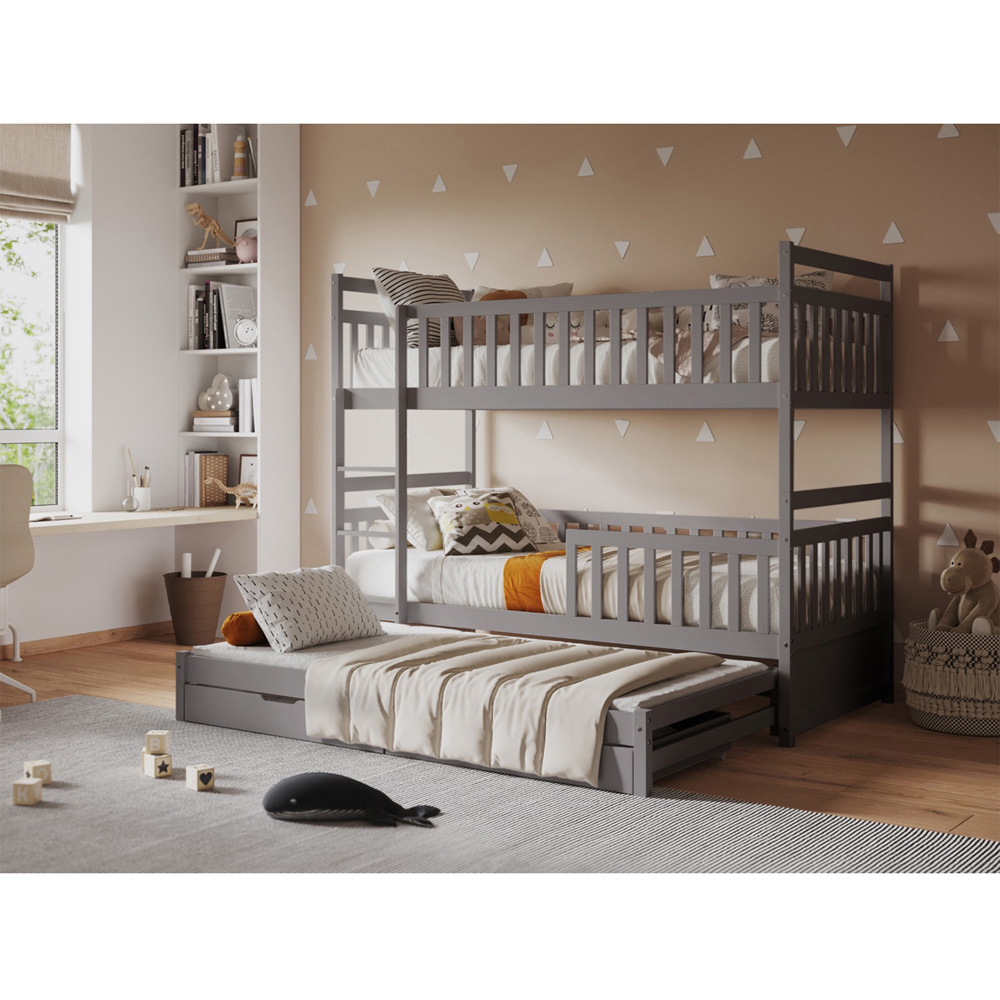Flair Elvis Grey 2 Drawer Wooden Bunk Bed with Trundle Image 6