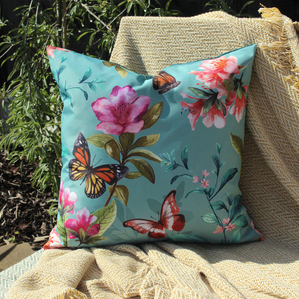 Evans Lichfield Duck Egg Butterflies Polyester Cushion Image 2
