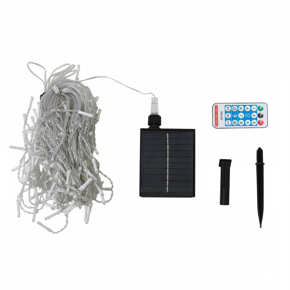 Living and Home Cool White LED Solar-Powered Icicle String Light 10m Image 2