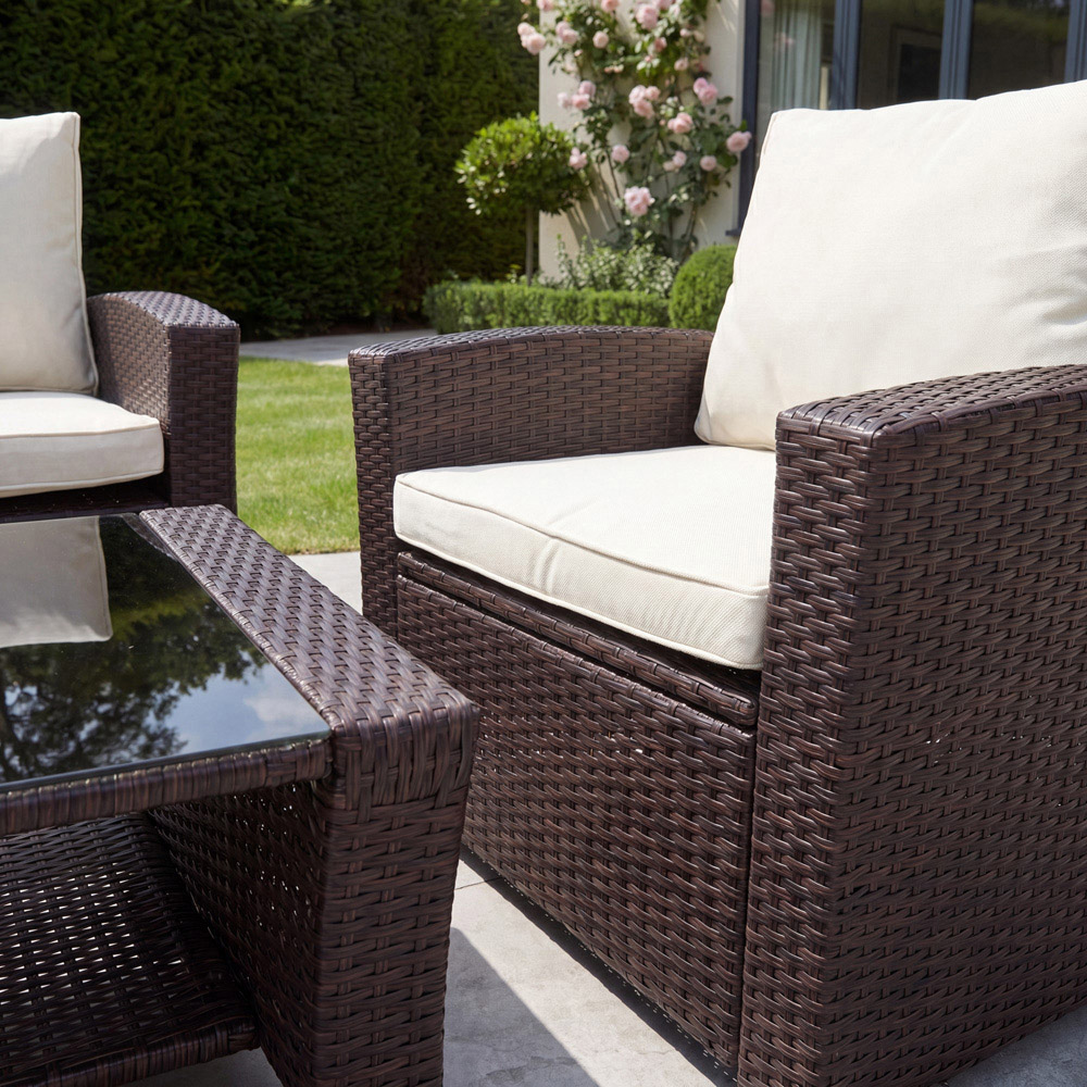 Artemis Home Pallini 4 Seater Brown and Cream Rattan Patio Set Image 3