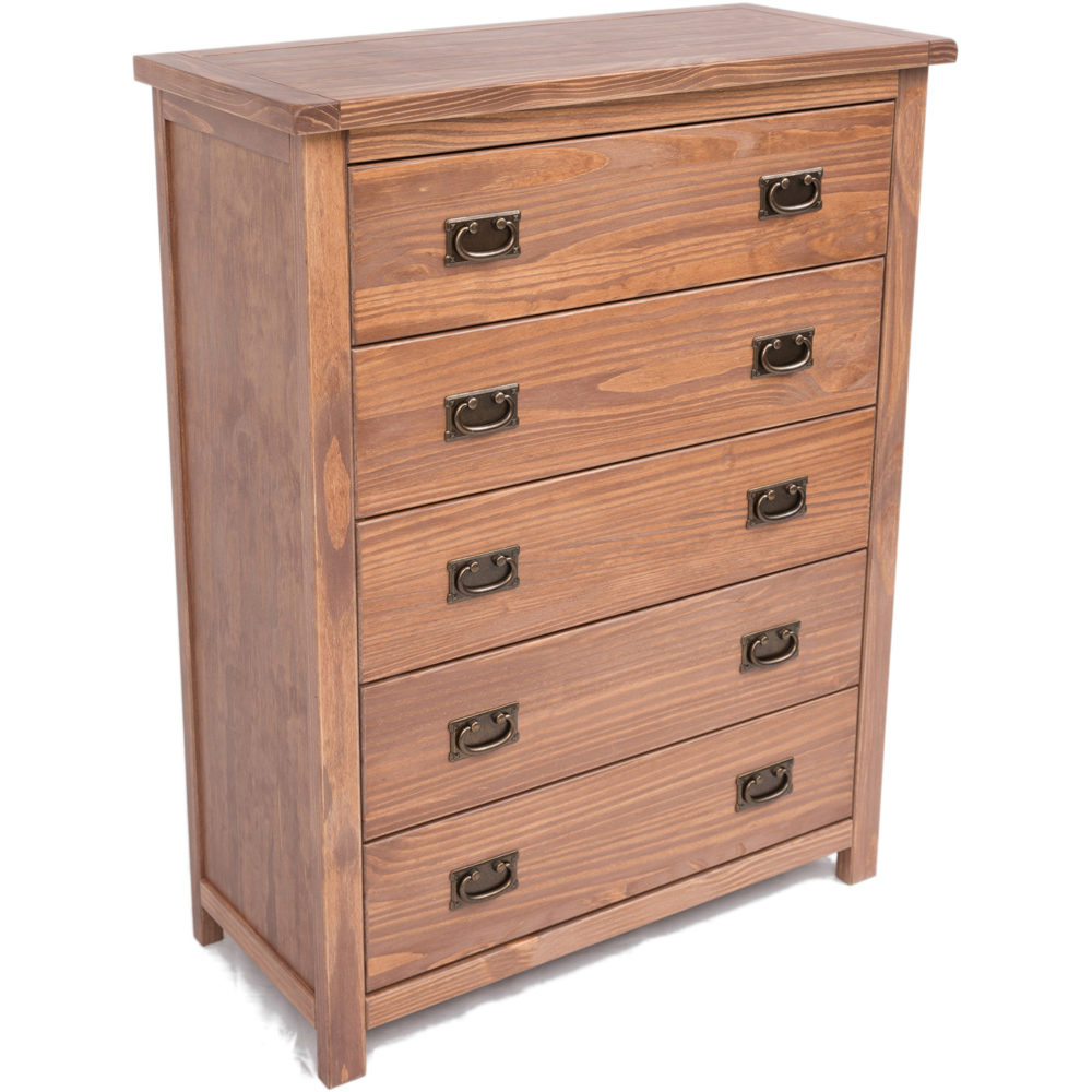 Cabinet Bits Padua 5 Drawer Brown Brass Drop Handle Chest of Drawers Image 4