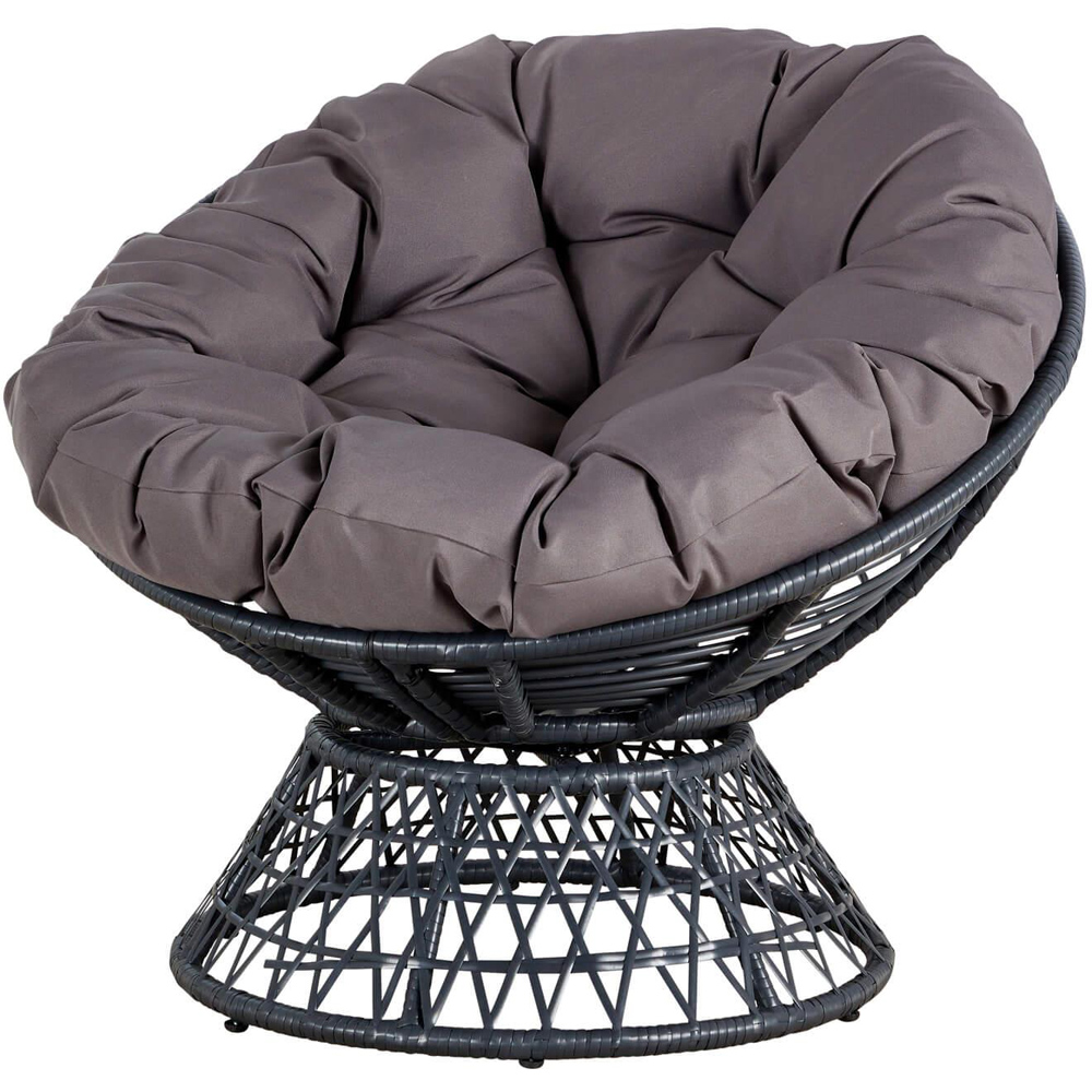 Home Source Oasis Dark Grey Round Cushioned Papasan Chair Image 5