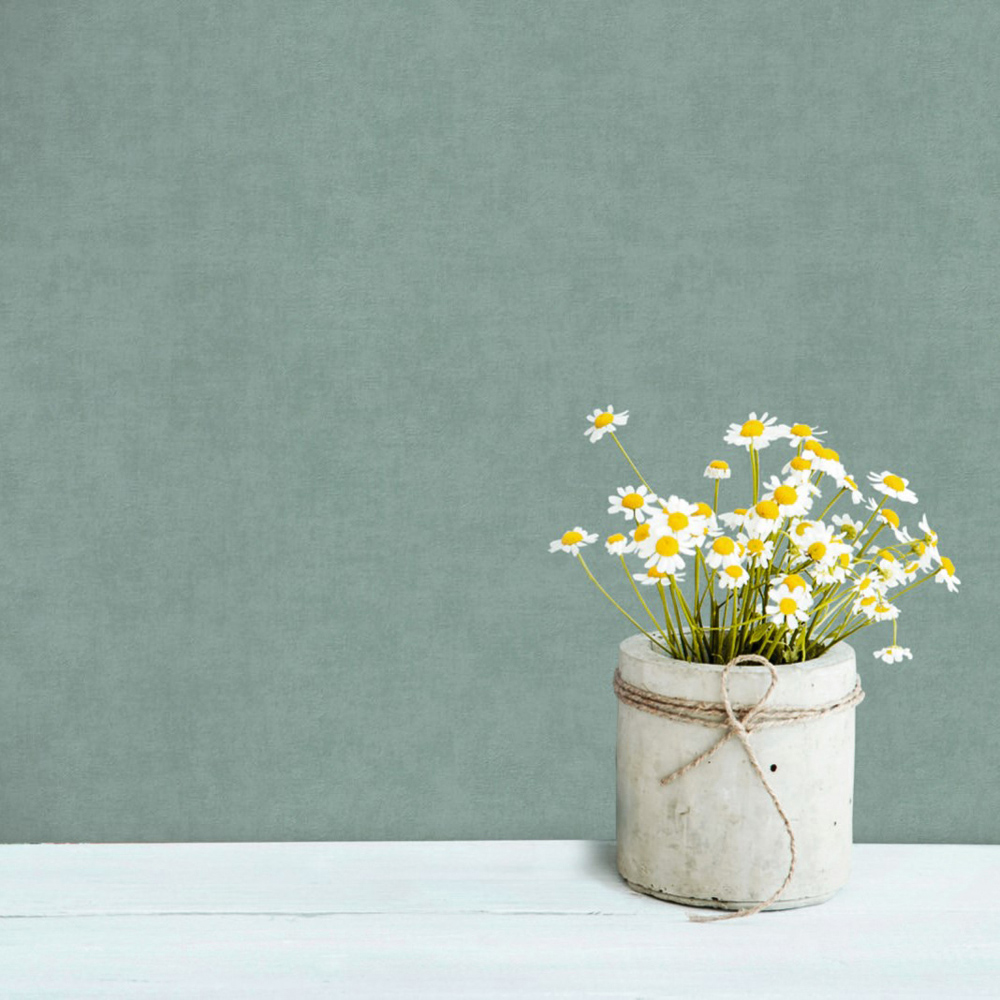 Grandeco Alba Plaster Plain Teal Green Wallpaper Image 3