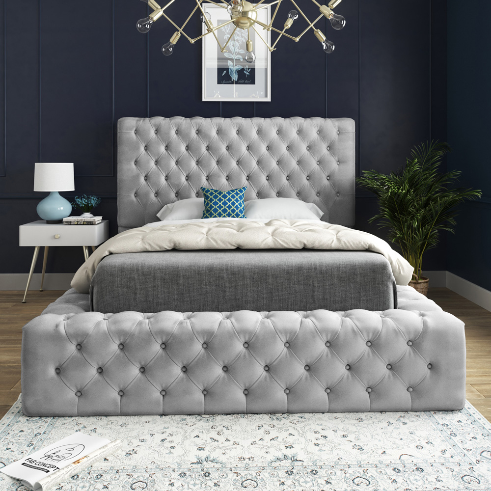 DS Living Cambridge Small Double Grey Soft Velvet Bed Frame Image 3