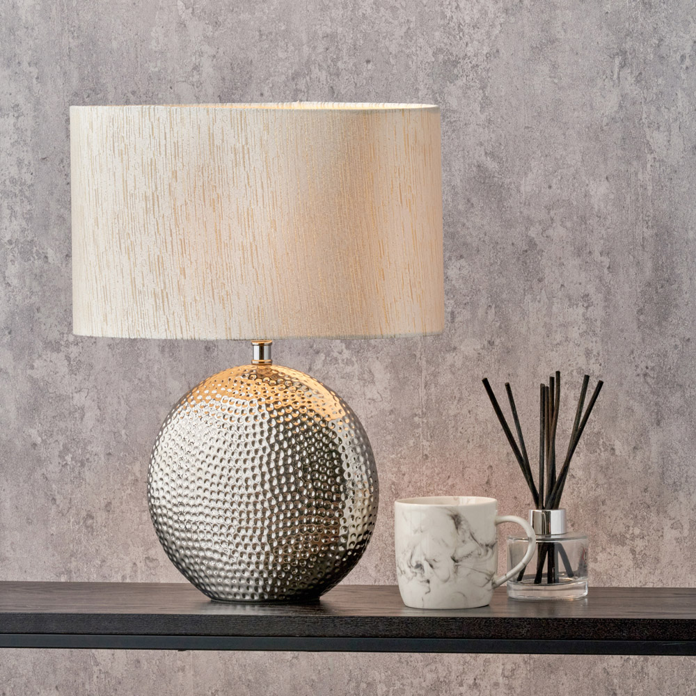 Pacific Lifestyle Mabel Silver Dot Textured Ceramic Table Lamp Image 2