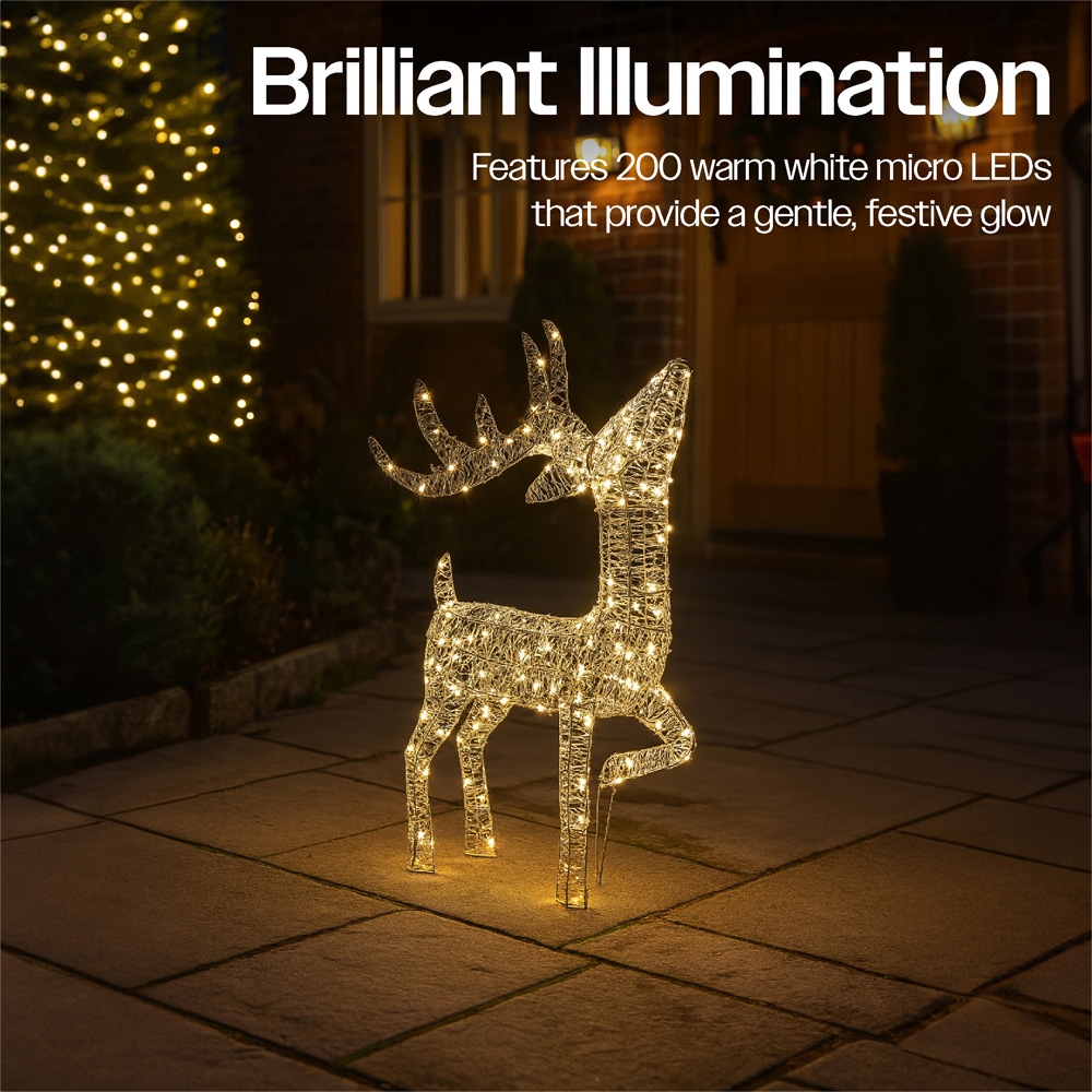 Xmas Haus Silver 200 Warm White LED Head Up Deer Christmas Decoration 2ft Image 5