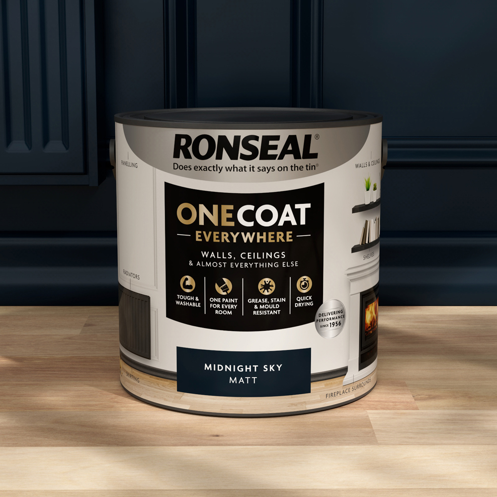Ronseal One Coat Everywhere Midnight Sky Matt Interior Paint 2.5L Image 6