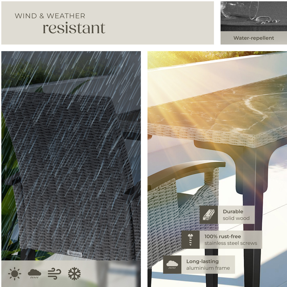 tectake Rosarno Foggia 8 Seater Poly Rattan Dining Table Grey Image 7