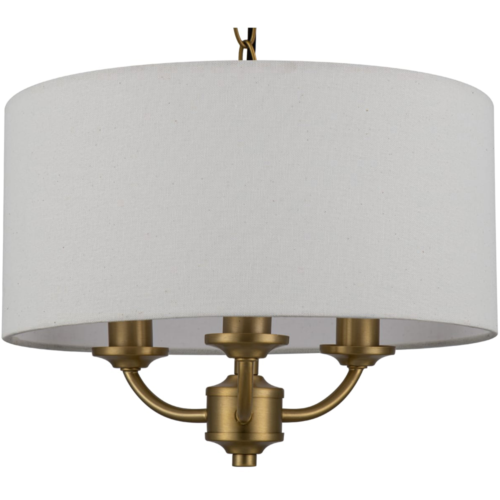Cosylyte Winston Brass 3 Light Faux Linen Outer Shade Pendant Light Image 4