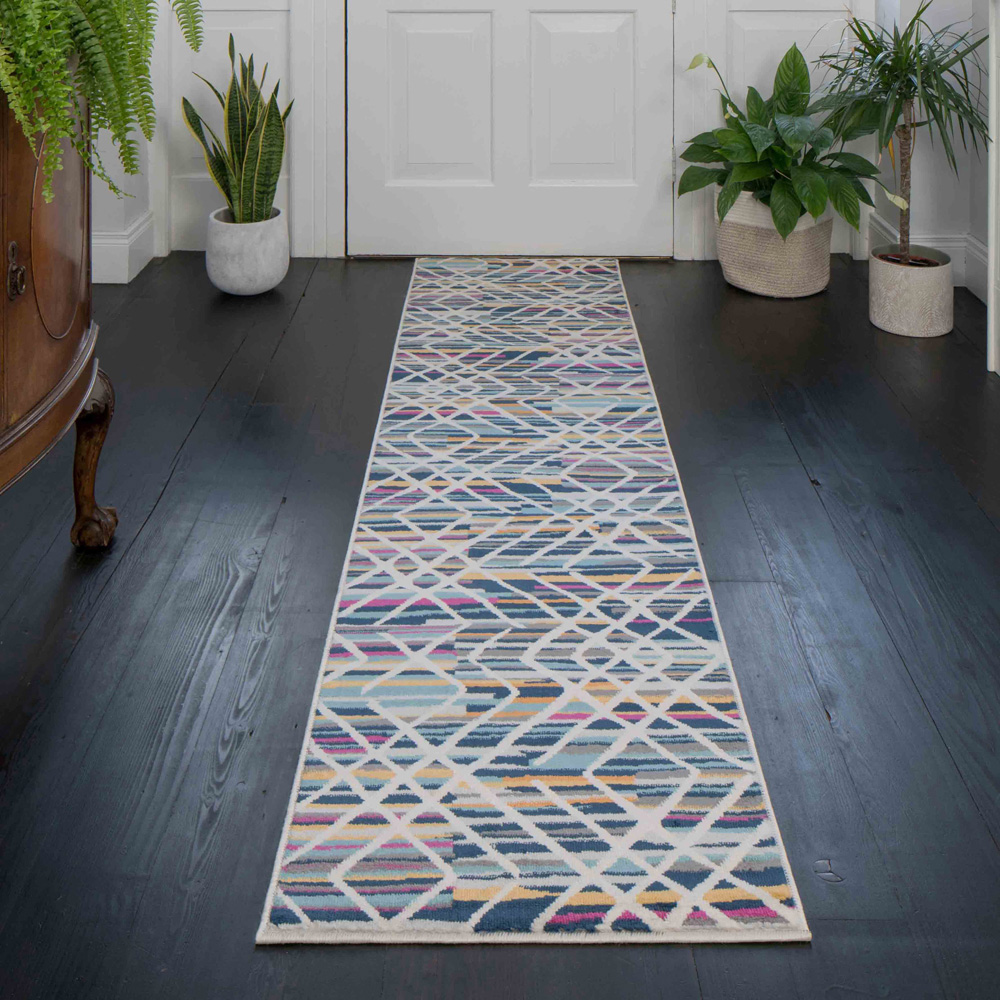 Kukoon Multicolour Vibrant Striped Geometric Rug 240 x 60cm | Homebase