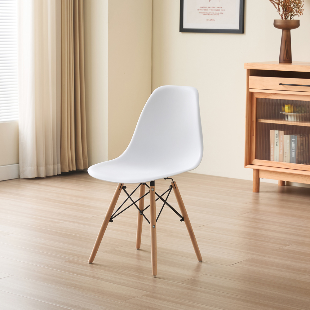 Comfy Living 4 Seater Metal Detailing Dining Set Oak and White Image 6