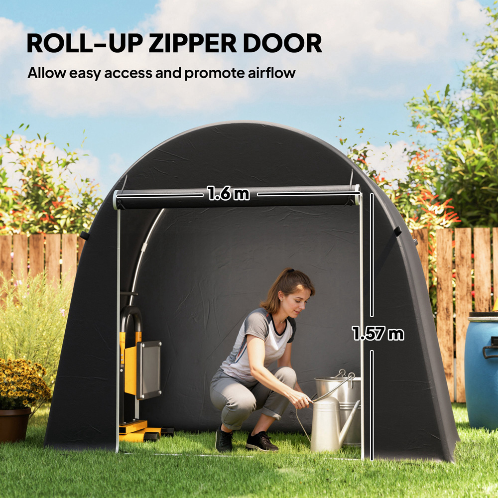 Outsunny 8 x 4ft Dark Grey Garden Bike Storage Shed Image 6
