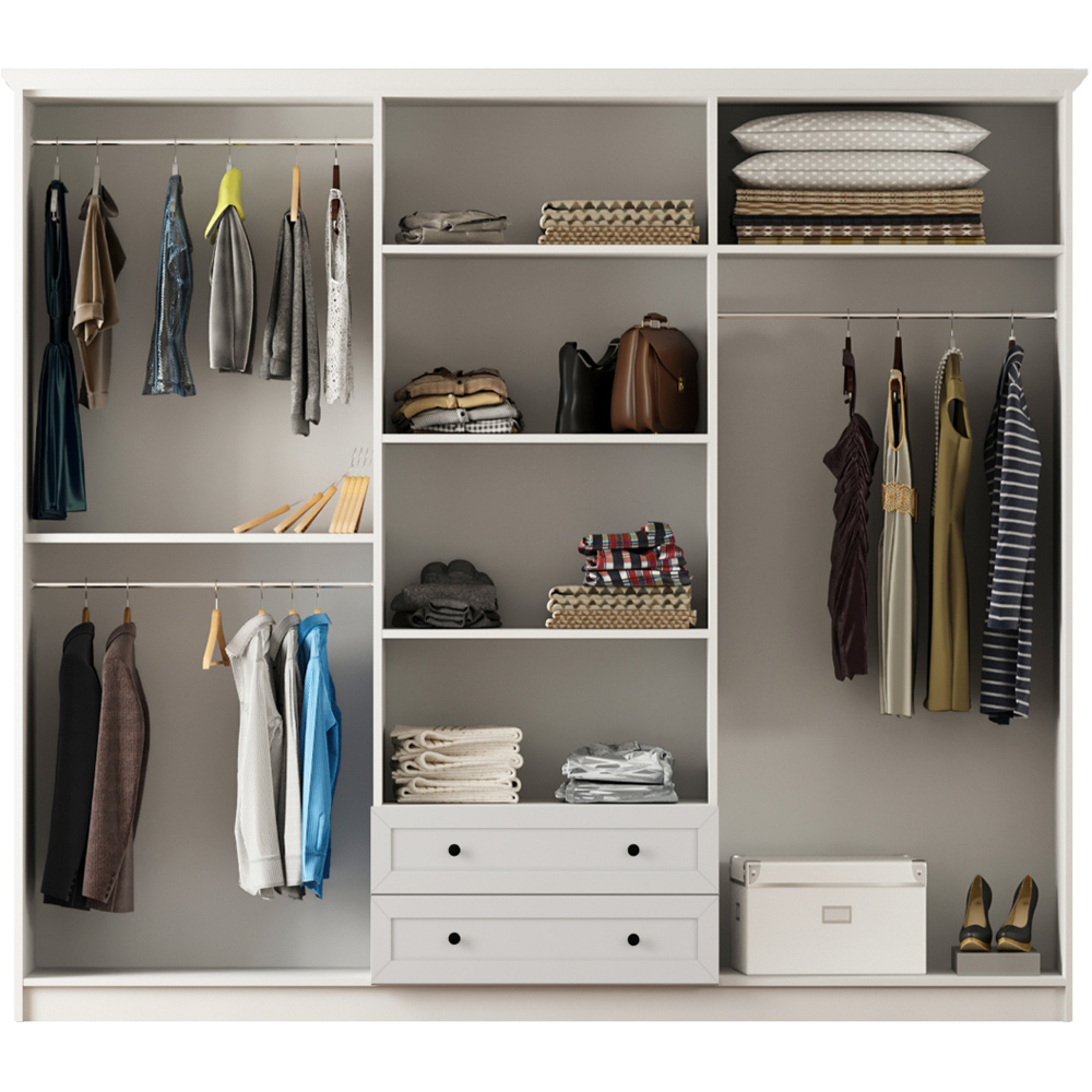 Evu DAISY 6 Door 2 Drawer White Wardrobe Image 4