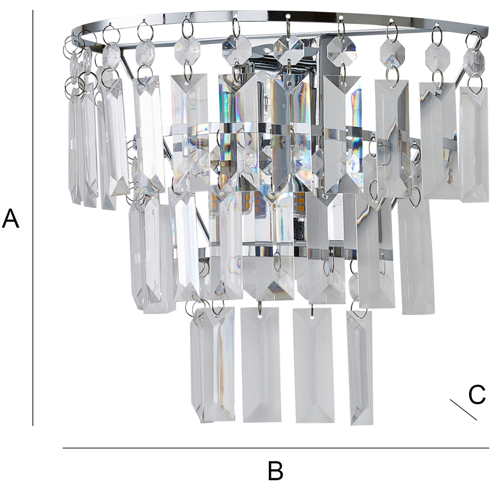 ValueLights Kelsks Clear Acrylic Jewel Droplet Chrome Wall Light with LED Bulb Image 8