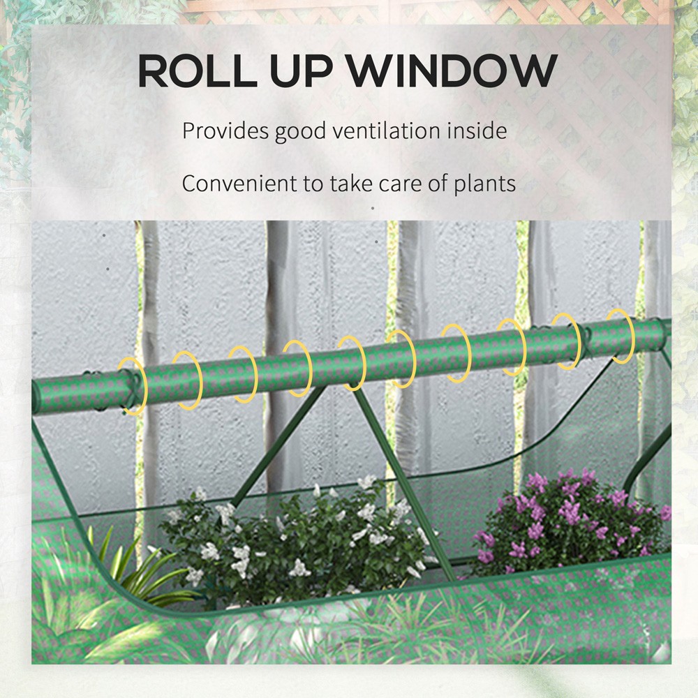 Outsunny Green Raised Garden Bed Planter with Greenhouse Image 3
