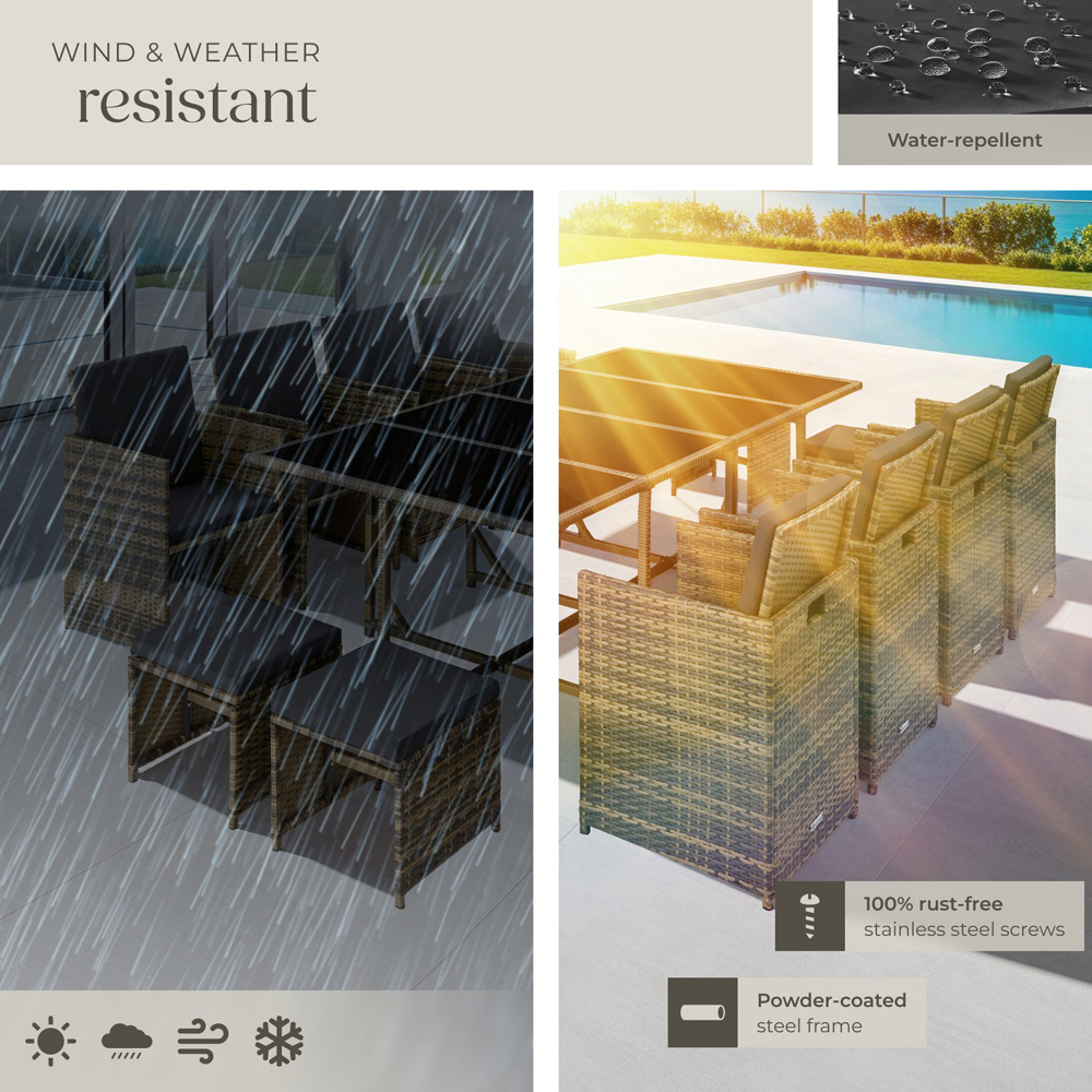 tectake Palma 12 Seater Natural and Dark Grey Garden Dining Set Image 7