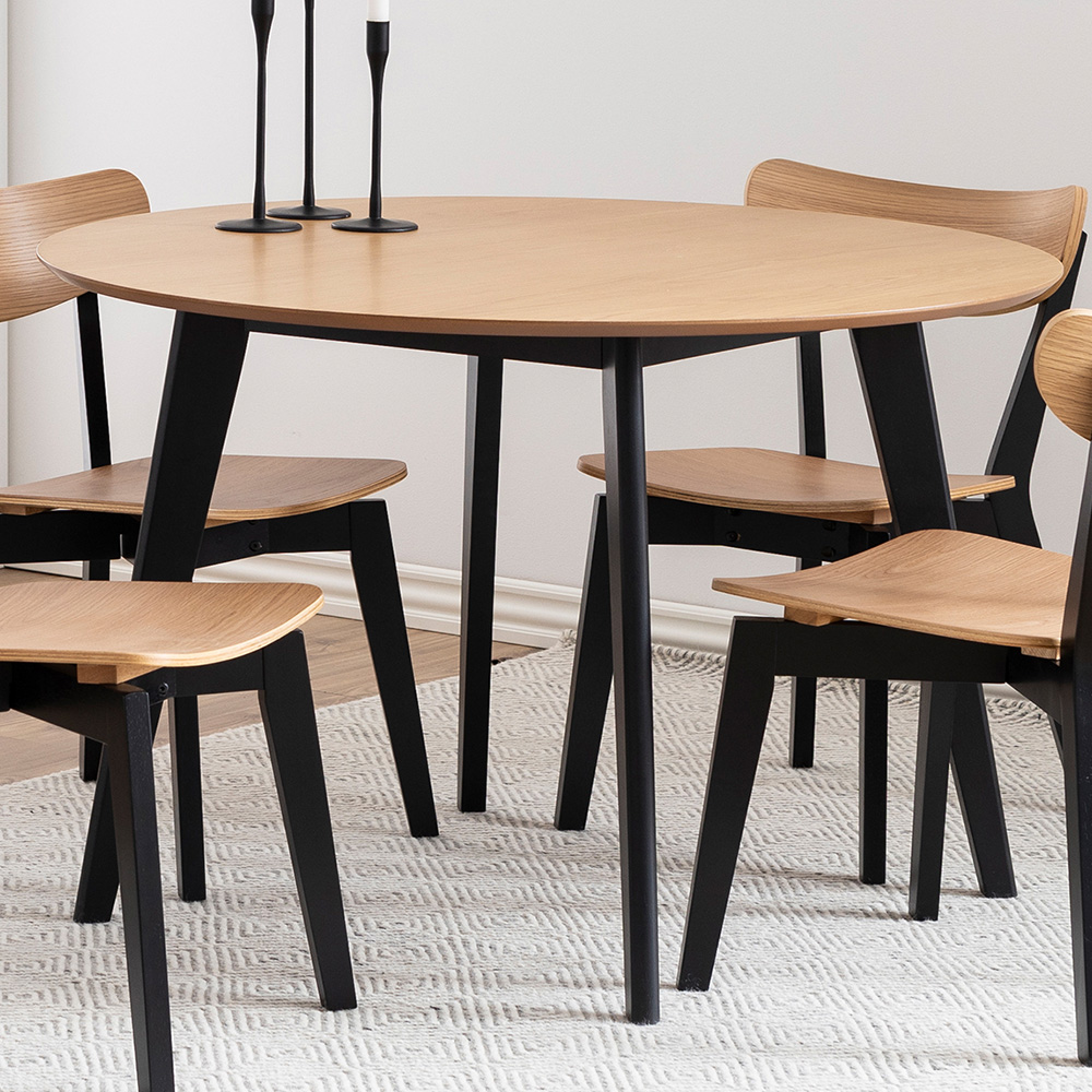 Florence Roxby Round Dining Table Oak and Black Image 1
